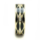 IP Gold(Ion Plating) Stainless Steel Ring with Top Grade Crystal  in Clear