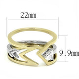 Two-Tone IP Gold (Ion Plating) Stainless Steel Ring with AAA Grade CZ  in Clear