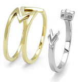 Two-Tone IP Gold (Ion Plating) Stainless Steel Ring with AAA Grade CZ  in Clear