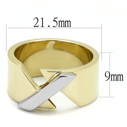 Two-Tone IP Gold (Ion Plating) Stainless Steel Ring with No Stone
