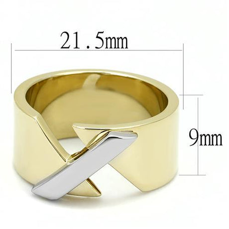 Two-Tone IP Gold (Ion Plating) Stainless Steel Ring with No Stone