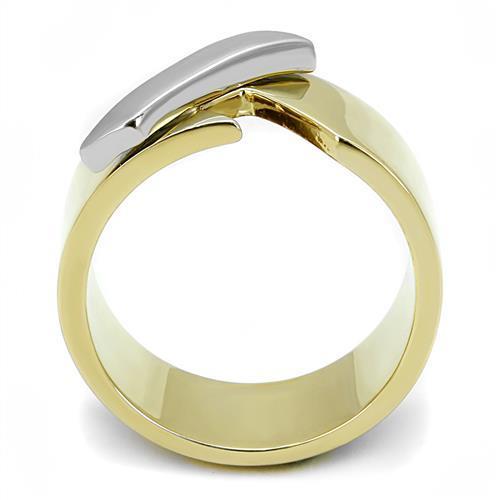 Two-Tone IP Gold (Ion Plating) Stainless Steel Ring with No Stone