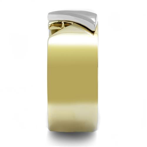 Two-Tone IP Gold (Ion Plating) Stainless Steel Ring with No Stone