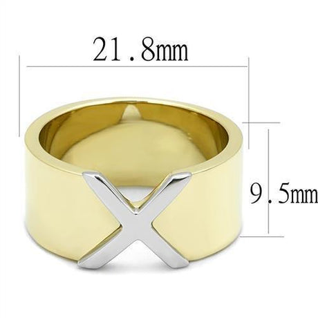 Two-Tone IP Gold (Ion Plating) Stainless Steel Ring with No Stone
