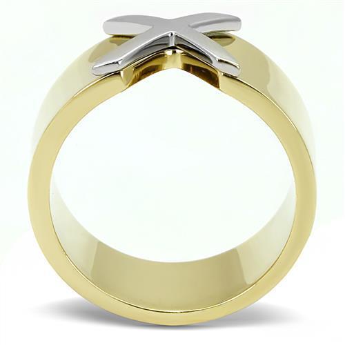 Two-Tone IP Gold (Ion Plating) Stainless Steel Ring with No Stone