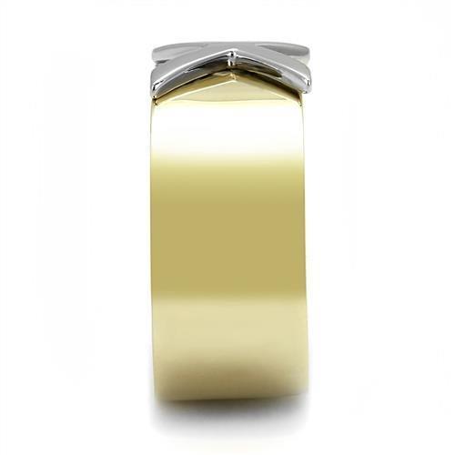 Two-Tone IP Gold (Ion Plating) Stainless Steel Ring with No Stone