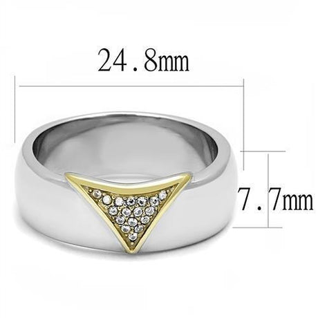 Two-Tone IP Gold (Ion Plating) Stainless Steel Ring with AAA Grade CZ  in Clear