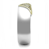 Two-Tone IP Gold (Ion Plating) Stainless Steel Ring with AAA Grade CZ  in Clear