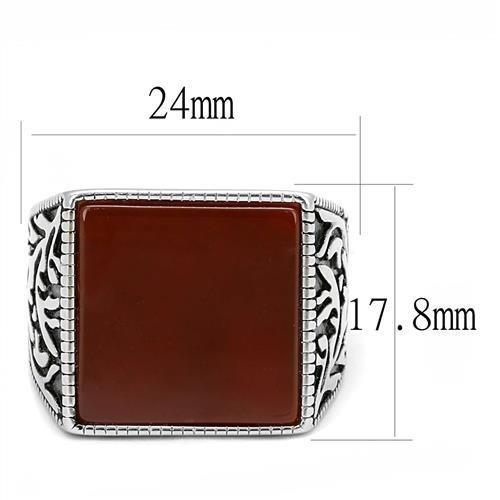 High polished (no plating) Stainless Steel Ring with Semi-Precious Agate in Siam