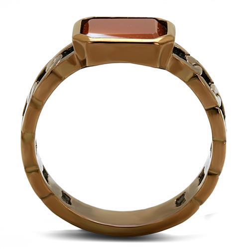 IP Coffee light Stainless Steel Ring with Semi-Precious Agate in Siam