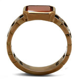 IP Coffee light Stainless Steel Ring with Semi-Precious Agate in Siam