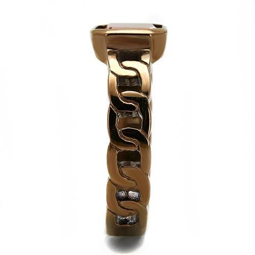 IP Coffee light Stainless Steel Ring with Semi-Precious Agate in Siam