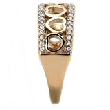 IP Rose Gold(Ion Plating) Stainless Steel Ring with Top Grade Crystal  in Clear