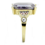 IP Gold(Ion Plating) Stainless Steel Ring with Semi-Precious Amethyst Crystal in Amethyst