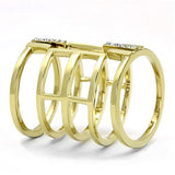 IP Gold(Ion Plating) Stainless Steel Ring with Top Grade Crystal  in Clear