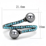 IP Light Black  (IP Gun) Stainless Steel Ring with Synthetic Pearl in Gray