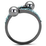 IP Light Black  (IP Gun) Stainless Steel Ring with Synthetic Pearl in Gray