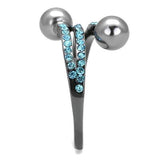 IP Light Black  (IP Gun) Stainless Steel Ring with Synthetic Pearl in Gray