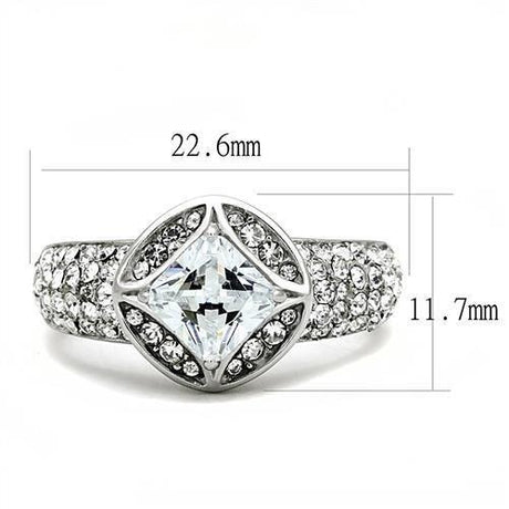 High polished (no plating) Stainless Steel Ring with AAA Grade CZ  in Clear