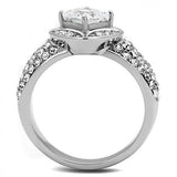 High polished (no plating) Stainless Steel Ring with AAA Grade CZ  in Clear