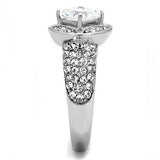 High polished (no plating) Stainless Steel Ring with AAA Grade CZ  in Clear
