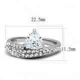 High polished (no plating) Stainless Steel Ring with AAA Grade CZ  in Clear