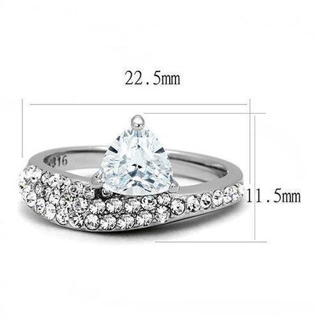 High polished (no plating) Stainless Steel Ring with AAA Grade CZ  in Clear