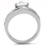 High polished (no plating) Stainless Steel Ring with AAA Grade CZ  in Clear