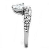 High polished (no plating) Stainless Steel Ring with AAA Grade CZ  in Clear