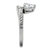High polished (no plating) Stainless Steel Ring with AAA Grade CZ  in Clear