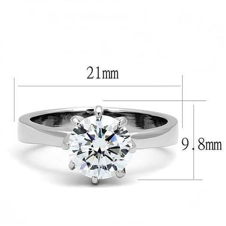 High polished (no plating) Stainless Steel Ring with AAA Grade CZ  in Clear