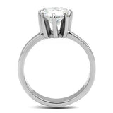 High polished (no plating) Stainless Steel Ring with AAA Grade CZ  in Clear
