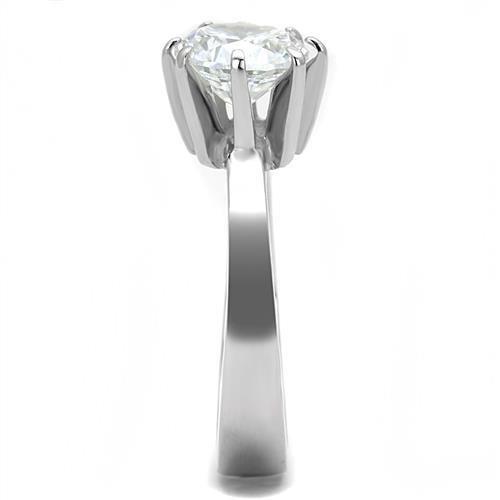 High polished (no plating) Stainless Steel Ring with AAA Grade CZ  in Clear