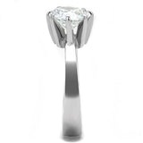 High polished (no plating) Stainless Steel Ring with AAA Grade CZ  in Clear