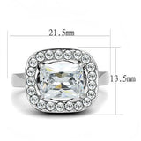 High polished (no plating) Stainless Steel Ring with AAA Grade CZ  in Clear