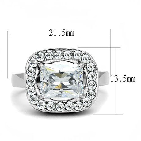 High polished (no plating) Stainless Steel Ring with AAA Grade CZ  in Clear