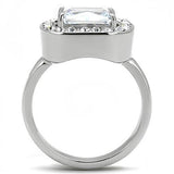 High polished (no plating) Stainless Steel Ring with AAA Grade CZ  in Clear