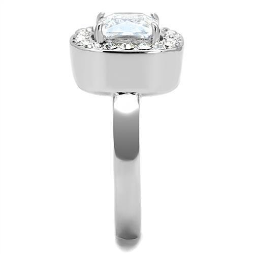 High polished (no plating) Stainless Steel Ring with AAA Grade CZ  in Clear
