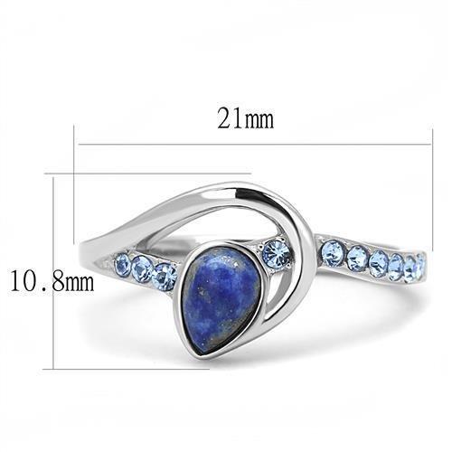 High polished (no plating) Stainless Steel Ring with Semi-Precious Snowflake Obsidian in Montana