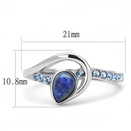 High polished (no plating) Stainless Steel Ring with Semi-Precious Snowflake Obsidian in Montana