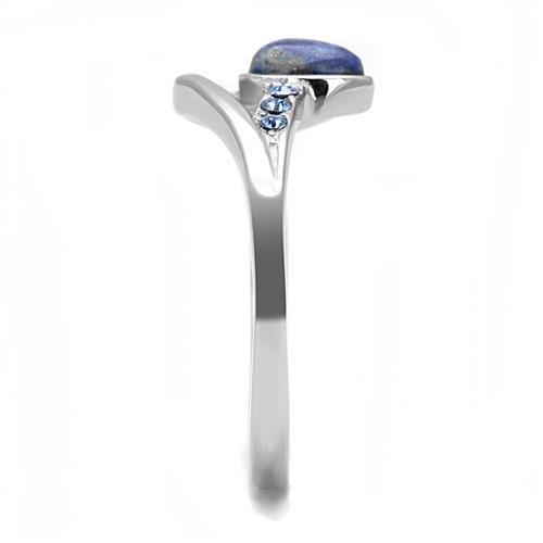 High polished (no plating) Stainless Steel Ring with Semi-Precious Snowflake Obsidian in Montana