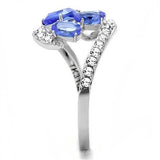 High polished (no plating) Stainless Steel Ring with Synthetic Synthetic Glass in Sapphire