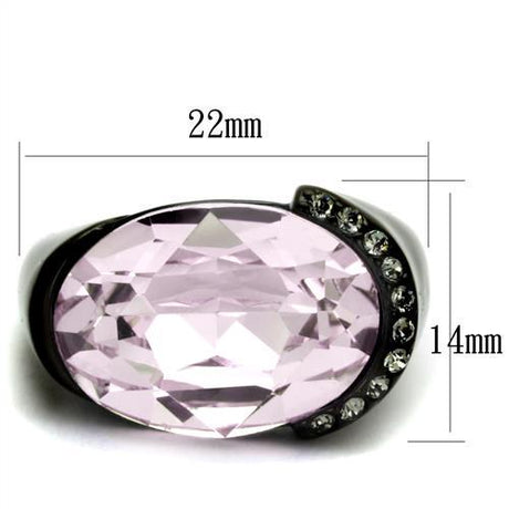 IP Black(Ion Plating) Stainless Steel Ring with Top Grade Crystal  in Light Amethyst