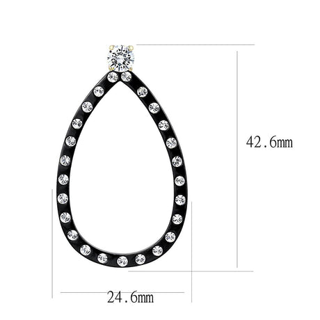 IP Gold+ IP Black (Ion Plating) Stainless Steel Earrings with AAA Grade CZ  in Clear