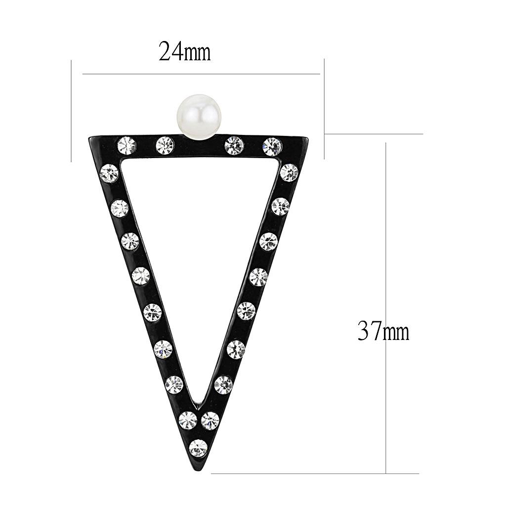 IP Gold+ IP Black (Ion Plating) Stainless Steel Earrings with Synthetic Pearl in White