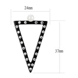 IP Gold+ IP Black (Ion Plating) Stainless Steel Earrings with Synthetic Pearl in White