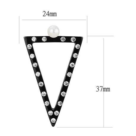 IP Gold+ IP Black (Ion Plating) Stainless Steel Earrings with Synthetic Pearl in White