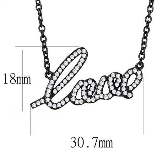 IP Black(Ion Plating) Stainless Steel Chain Pendant with AAA Grade CZ  in Clear