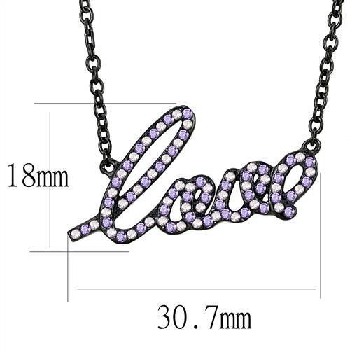 IP Black(Ion Plating) Stainless Steel Chain Pendant with AAA Grade CZ  in Multi Color