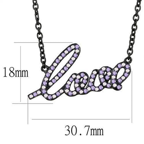 IP Black(Ion Plating) Stainless Steel Chain Pendant with AAA Grade CZ  in Multi Color